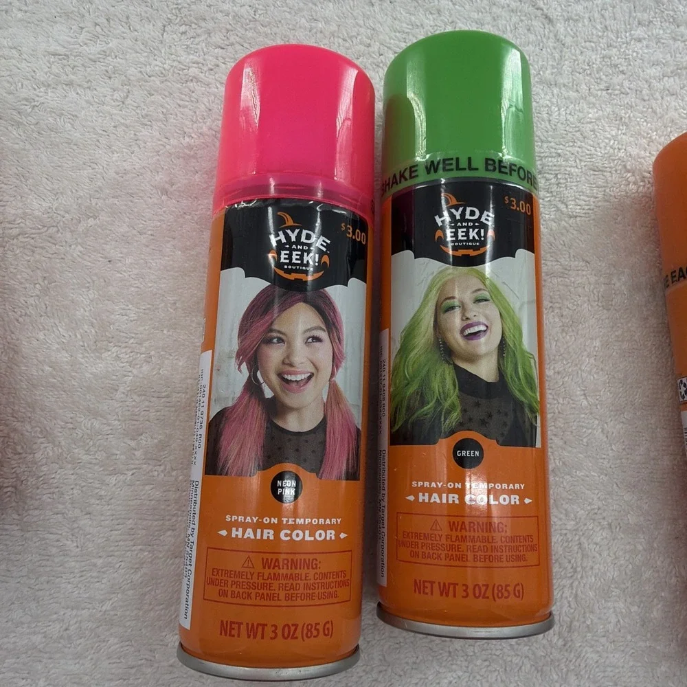 Hyde & EEK Temporary Hair Color Spray Washable Halloween 6 Bottles Different